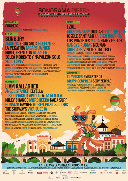 Cartel Festival Sonorama Ribera 2018.